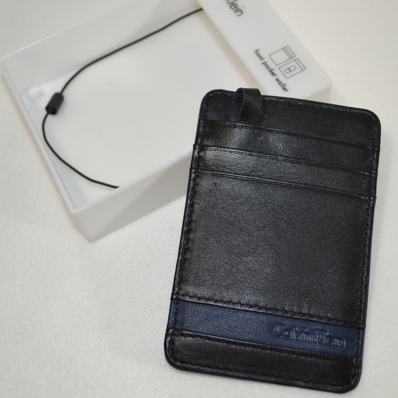Calvin Klein Other - CALVIN KLEIN Black Blu Leather Front Pocket Wallet Calvin Klein Other - CALVIN KLEIN Black Blu Leather Front Pocket Wallet